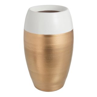 Vase Design "bord Terre Cuite" 30cm Blanc et Or
