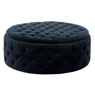 Pouf Rond En Velours "wilson" 100cm Anthracite