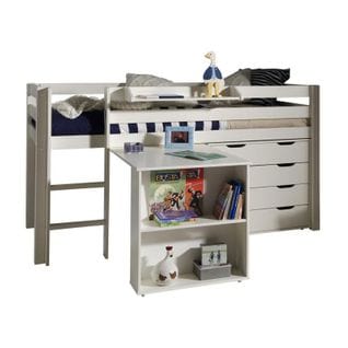 Pack - Lit Enfant Bureau Et Commode 4 Tiroirs "pino" Blanc