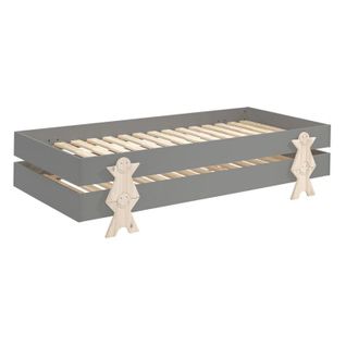 Lit Enfant En Bois "modulo Smiley Ii" 90x200cm Gris