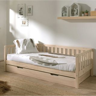 Pack - Lit Capitaine Enfant et Tiroir "fritz" 90x200cm Naturel