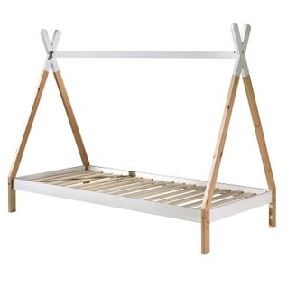 Lit Tipi 90x200 Sommier Inclus - Bois Et Blanc