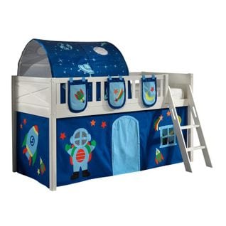 Lit Enfant Tente, Tunnel et 3 Pochettes "scott Astro" 90x200cm Blanc