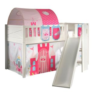 Lit Enfant Toboggan, Tente, Tunnel Et 3 Pochettes "scott Princesse" 90x200cm Blanc