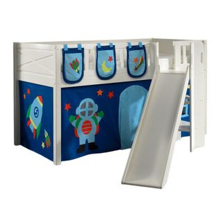 Lit Enfant Toboggan, Tente et 3 Pochettes "scott Astro" 90x200cm Blanc