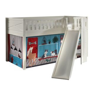 Lit Enfant Toboggan et Tente "scott Pet Shop" 90x200cm Blanc