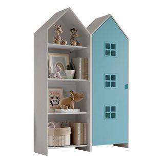 Pack - Étagère Enfant et Armoire "casami Bruges" 171cm Blanc et Bleu