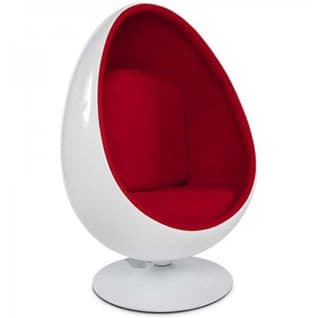 Fauteuil Oeuf 70 Blanc Tissu Rouge