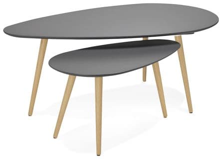 Lot De 2 Tables Gigognes "rauma" 116cm Gris Foncé