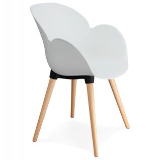 Fauteuil Design "pikat" 84cm Blanc et Naturel