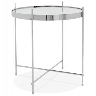 Table D'appoint Ronde Pliable "minois" 45cm Argent