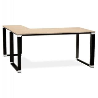 Bureau D'angle Design "hovik" 160cm Naturel Et Noir