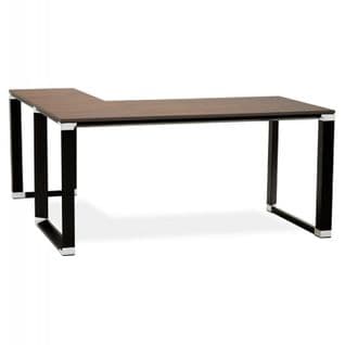 Bureau D'angle Design "hovik" 160cm Noyer Et Noir