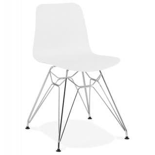 Chaise Design "spider" 83cm Blanc et Argent
