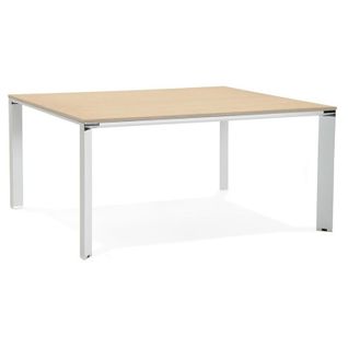 Table De Bureau "hovik" 160cm Naturel et Blanc