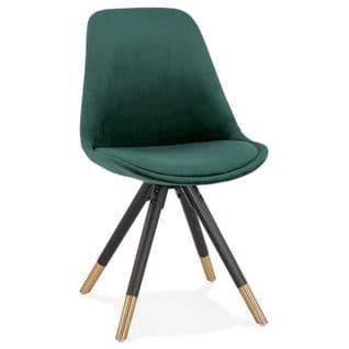 Chaise Vintage Velours et Bois "kili" 83cm Vert et Noir