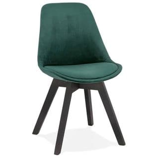 Chaise Design Velours et Bois "pady" 85cm Vert et Noir