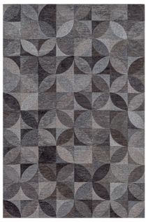 Tapis De Salon Moderne Tissé Plat Rosebud En Polyester - Gris Foncé - 140x200 Cm