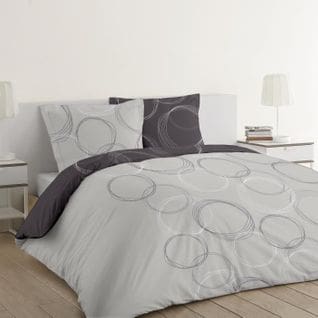 Parure De Couette Lenny 100% Coton - 1 Housse De Couette 220x240 cm + 2 Taies 65x65cm - Gris