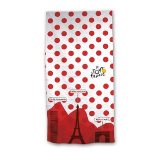 Serviette De Plage - Cyclisme Tour De France - Blanche à Pois Rouge - 70x140 Cm