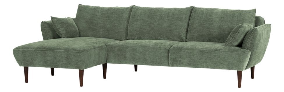 Canapé d'angle méridienne gauche BECCA tissu Tokio vert amande