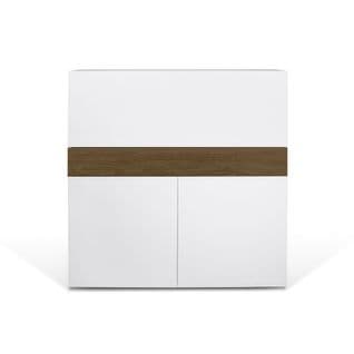 Bureau Focus Blanc Et Placage Noyer 110 X 109