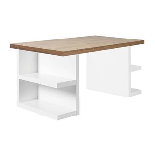 Bureau Avec Rangements "multi" 180 cm Blanc et Noyer