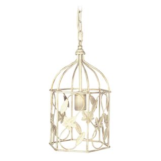 Suspension Lanterne Cage Métal Blanc Or 68 Cm..