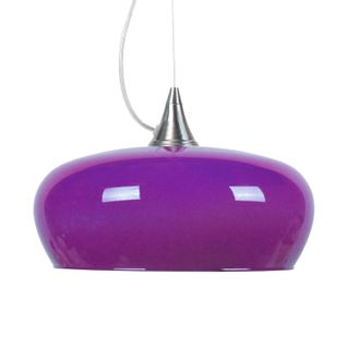 Suspension Cone  Aluminium Bol Verre Violet  80 Cm.