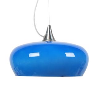 Suspension Cone  Aluminium Bol Verre Bleu  80 Cm.