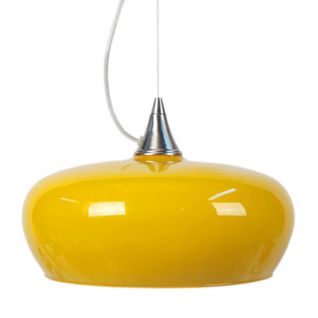 Suspension Cone  Aluminium Bol Verre Jaune  80 Cm.