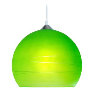 Suspension Globe Verre  Aluminium,vert  84 Cm.