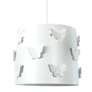 Suspension Bol Métal,papillon  Blanc 80 Cm.