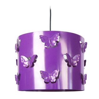 Suspension Bol Métal,papillon Violet 80 Cm.