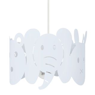 Suspension Enfant Cylindre Chien,elephante Métal  Blanc 75 Cm.