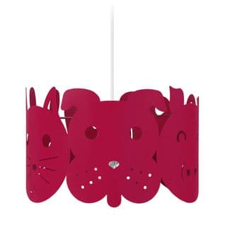 Suspension Enfant Cylindre Chien,elephante Métal Rose 75 Cm.