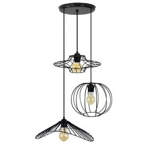 Lustre  3 Pendels Ovni Filaire Noir 95 Cm..