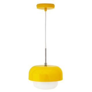 Suspension En Verre Et Métal Jaune, H 15 Cm D 23 Cm - Haipot