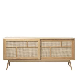 Kiyo - Buffet 2 Portes En Bois Et Cannage L180cm - Couleur - Bois Clair