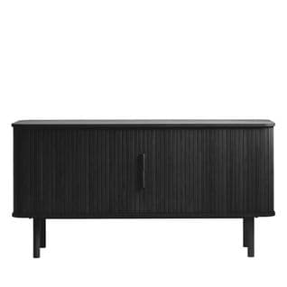 Callan - Buffet Aux Portes Coulissantes En Bois Strié L160cm - Couleur - Noir