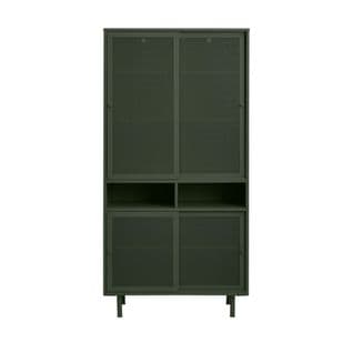 Kiso - Vaisselier 4 Portes, 2 Niches En Métal H180cm - Couleur - Vert Olive