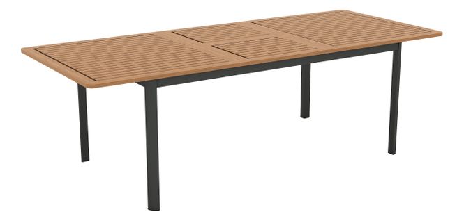 Table rectangulaire de jardin BAHIA Gris foncé et bois clair