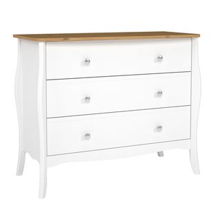 Commode 3 tiroirs BARROCO Blanc/pin