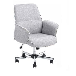 Fauteuil de bureau scandinave ergonomique gris tissu pied métal hauteur réglable pivotant