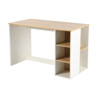 Bureau Moderne Avec 7 Étagères Blanc Et Bois De Chêne 120*60