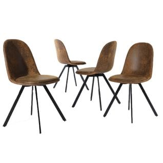 Lot De 4 Chaises De Salle à Manger Suède Marron Pivotant Pieds Noirs