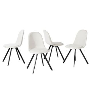 Lot De 4 Chaises De Salle à Manger Pivotants Tissu Beige Pieds Noirs