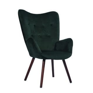 Fauteuil Scandinave Rétro en Velours Vert Accoudoirs Rembourés et des Pieds en Bois  68*73*106cm