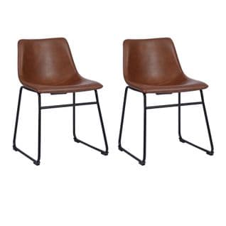 Lot De 2 Chaises Vintage Rétro Pu Marron hauteur d'assise 49cm