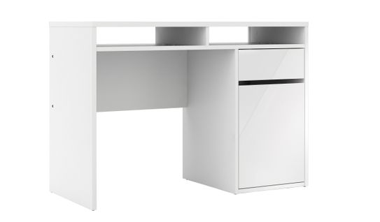 Bureau 1 porte et 1 tiroir BEST LAK 3 Blanc laqué